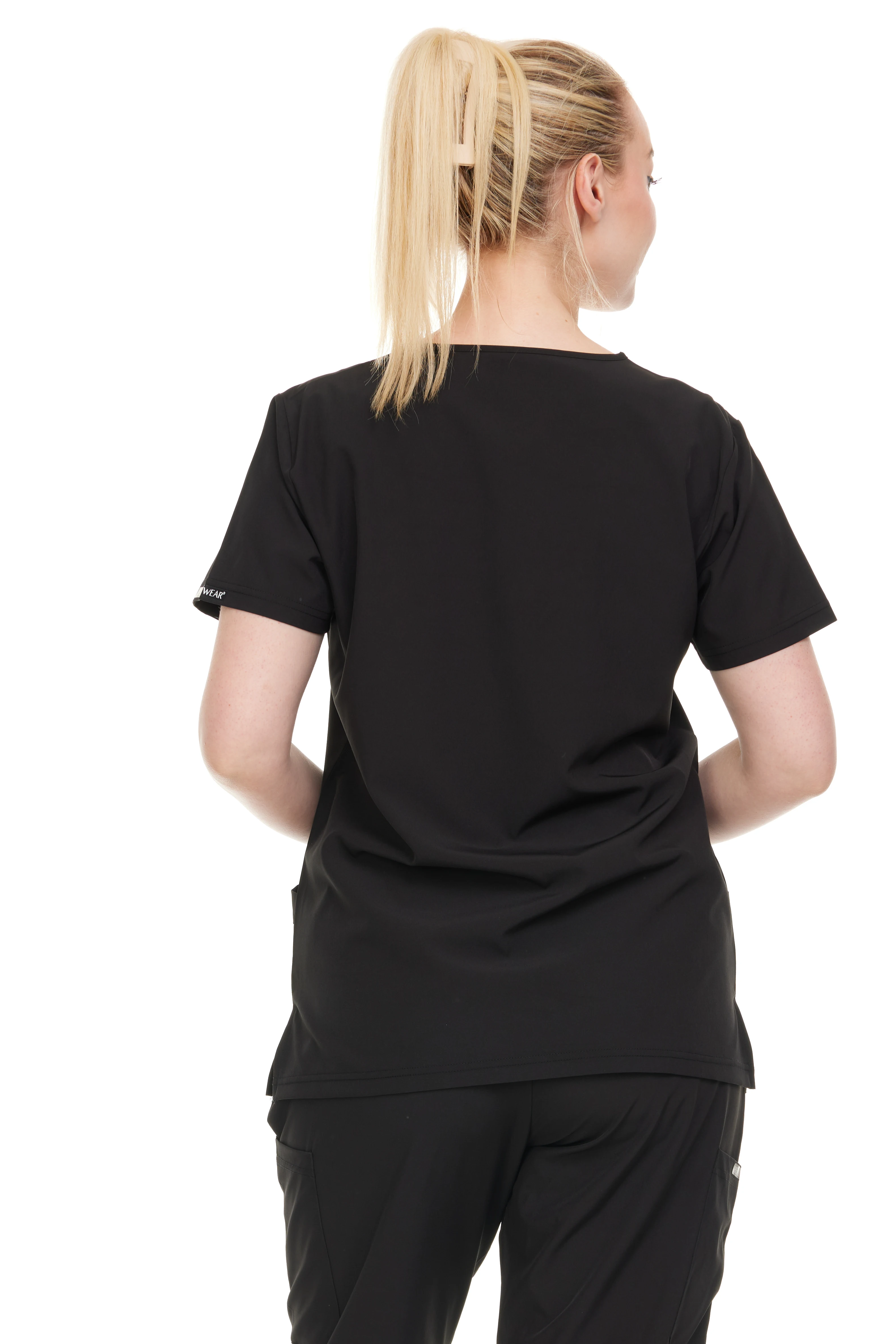 HEAL+WEAR Mock Wrap Women's Scrubs Multiple Convenient Pockets. 4-Way Stretch Spandex. Wrinkle-Resistant