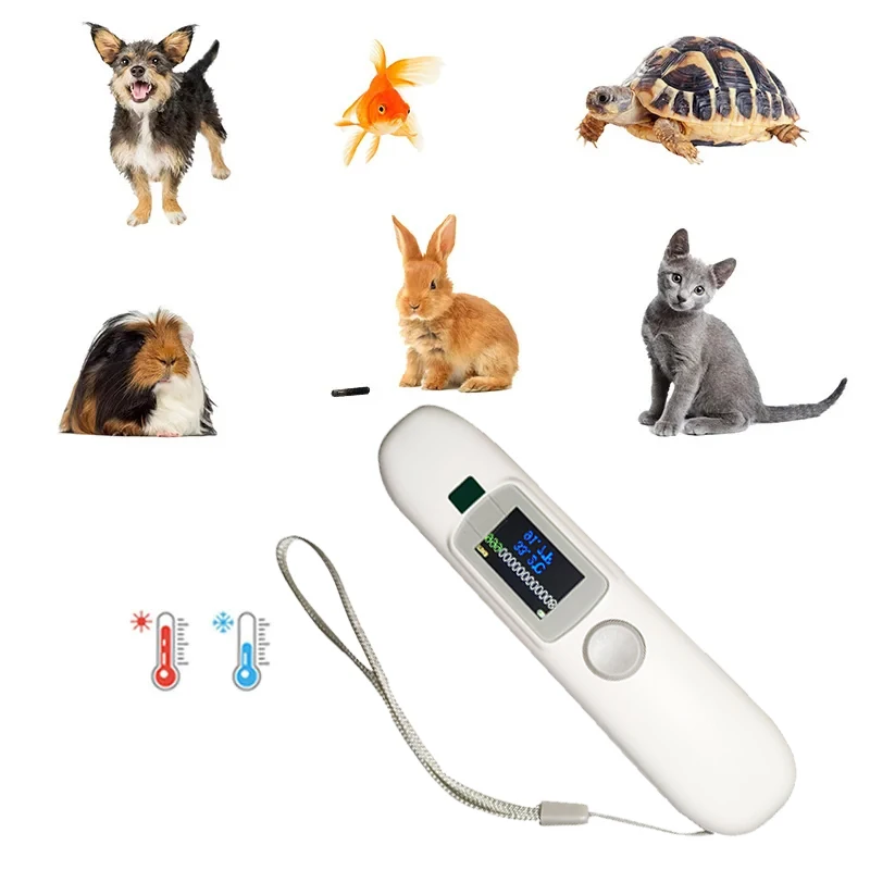 CT006 Pet Handheld RFID reader for FDX-B Animal Temperature/Thermo microchip cat dog horse livestock health monitoring Free APP