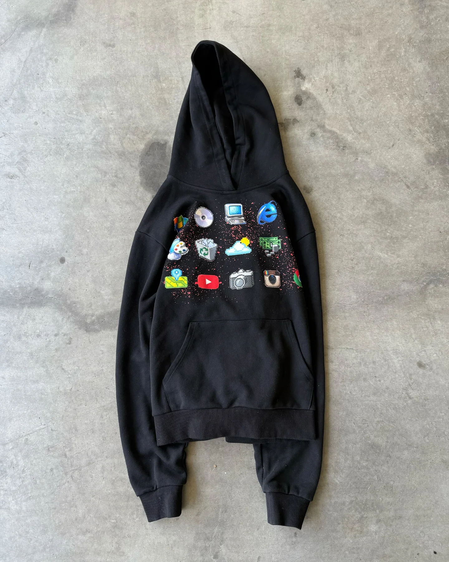 

Классическая толстовка в стиле Харадзюку, толстовка большого размера, толстовки с компьютерными значками, уличная одежда в стиле панк, уличная одежда в стиле гранж, топ y2k, повседневная мужская одежда