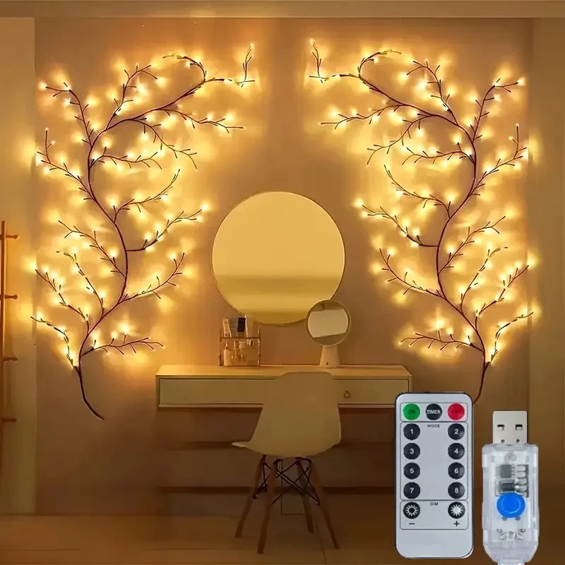 Rattan Branch Lights USB-Powered 8mode DIY Lights Branch Wall Decoration for Valentine's Day Christmas Wedding Decoration