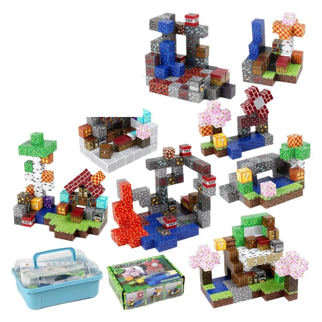 Magnetic Building Blocks Mine Magnet World Set Toys STEM Stacking Cubes Construction Set STEM Sensory Toys Boys Girls Gift