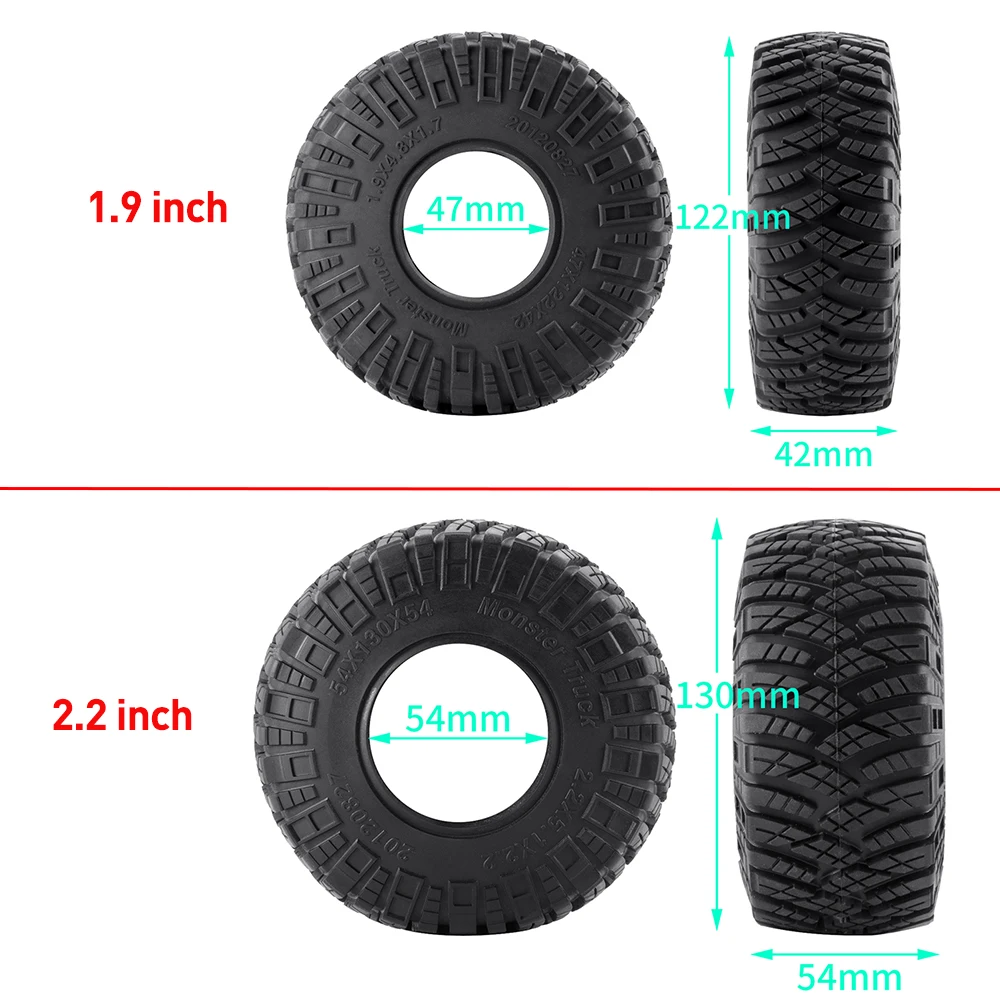 YEAHRUN Rubber Banden 1.9 2.2 inch Wielen Banden voor Axiale SCX10 Wraith TRX4 TRX6 D90 1/10 RC Rock Crawler Auto onderdelen