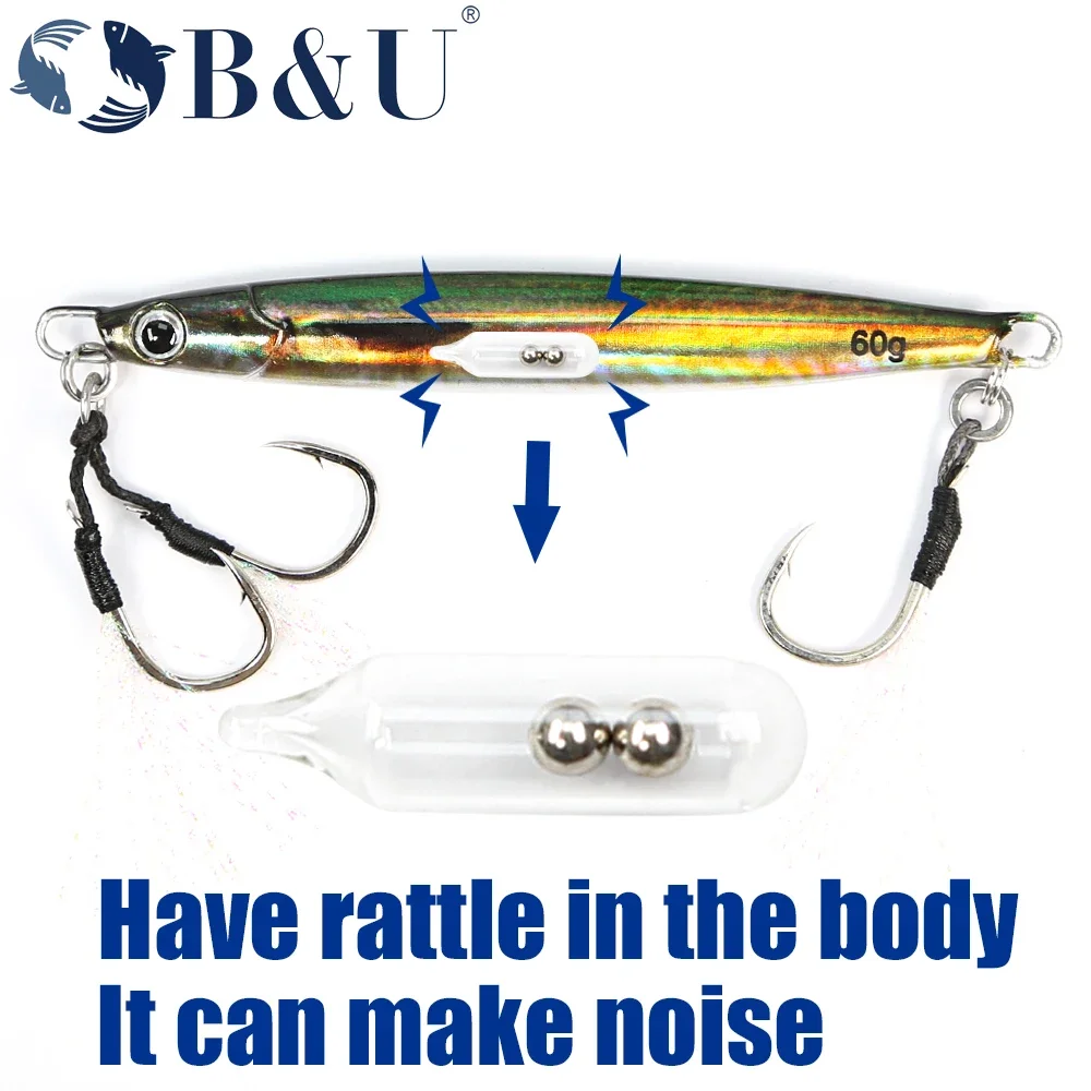 B&U 3D-Druck Metallguss Jig Löffel Rassel UV Shore Casting Jigging Fisch Seebarsch Salzwasser Angelköder Künstlicher Köder Tackle – Detail 3