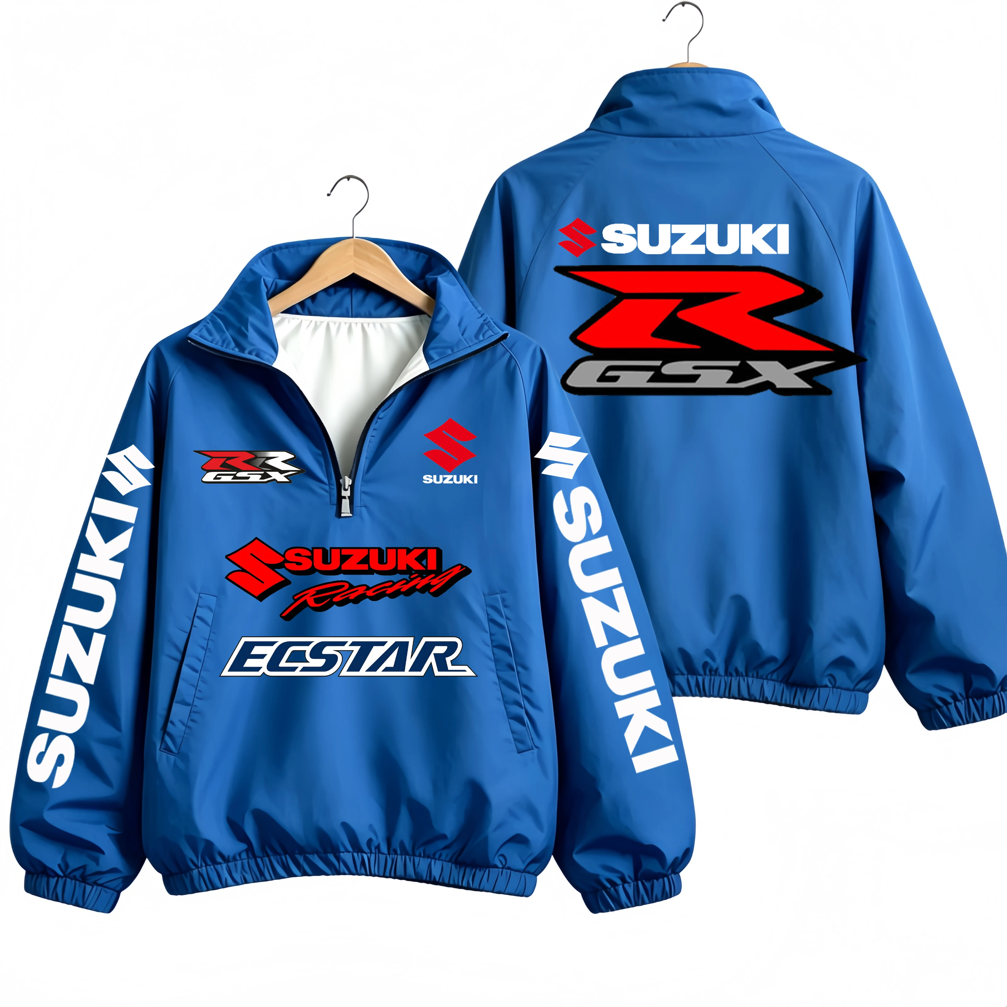 Unisex Jacket SUZUKI GSX‑R Racing Half‑Zip Jacket Windbreaker 3D Print Motorcycle Sport Multi Color Oversized Windproof Coat
