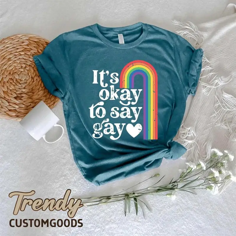 تي شيرت Is Ok To Be Gay T Shirt Lgbtq Rights Pride It's OK Say تأكيد قبول LGBT