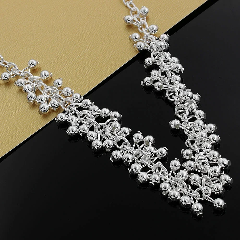 

Изысканное ожерелье из стерлингового серебра 925 пробы, красивые гладкие бусины, виноградное ожерелье для женщин, подвески, классические ювелирные изделия, свадебная вечеринка, рождественские подарки