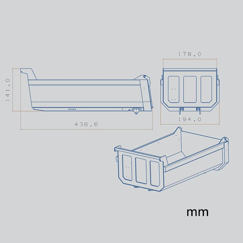 Metalowe 6*6 piaskowanie U wiadro ładunkowe 1/14 Tamiya zdalnie sterowana ciężarówka wywrotka przyczepy Scania 770S Benz Actros Volvo MAN LESU część