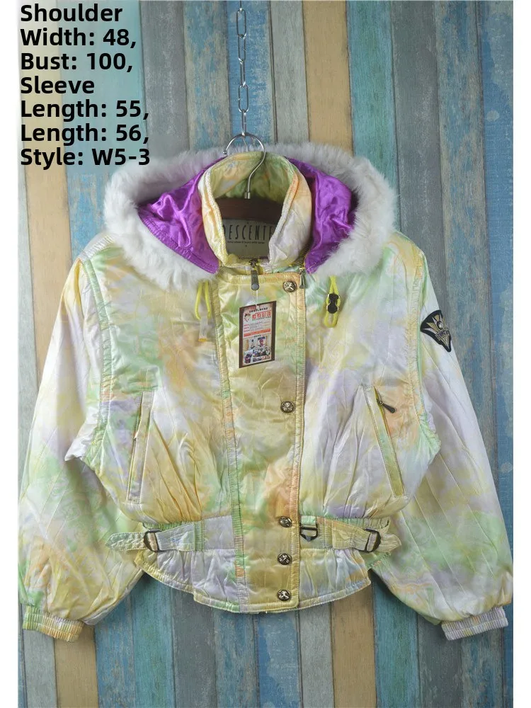 Vintage Outdoor Thickened Outdoor Jacket Unisex Loose Warm Ski Clothes Color Block Design Windproof Polyester Nylon Composite...