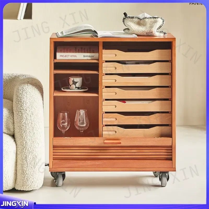 Custom for Small Retro Rolling Storage Cabinet Multi Functional Mobile Office File Organizer with Wheels Household Desktop