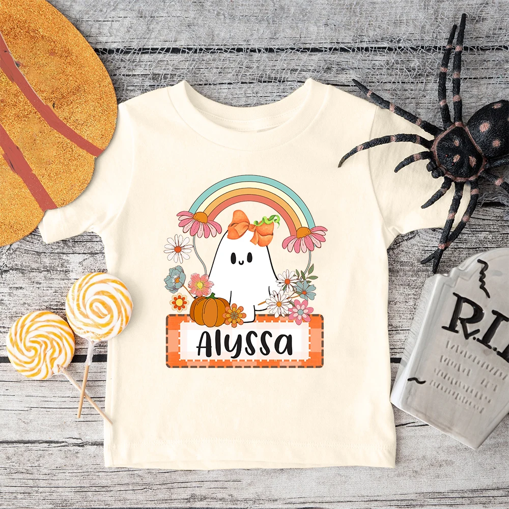 Personalzed Halloween Kids Shirt Boys Girls Halloween Party Outfit T-shirt Custom Name Child Retro Tee Toddler Short Sleeve Tops