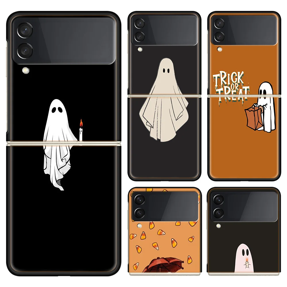 Best Halloween Pumpkin Phone Case For Samsung Galaxy Z Flip 6 4 3 5G Funda Black Coque Hard PC Luxury Cover Z Flip 5 Capa Fashio