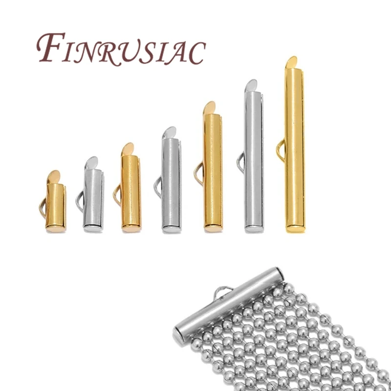 18K Gold Plated Crimp End Caps Slider Clasps Tube Slider End Caps Connectors For DIY Bracelets Accessories,Ball Chain Clasps