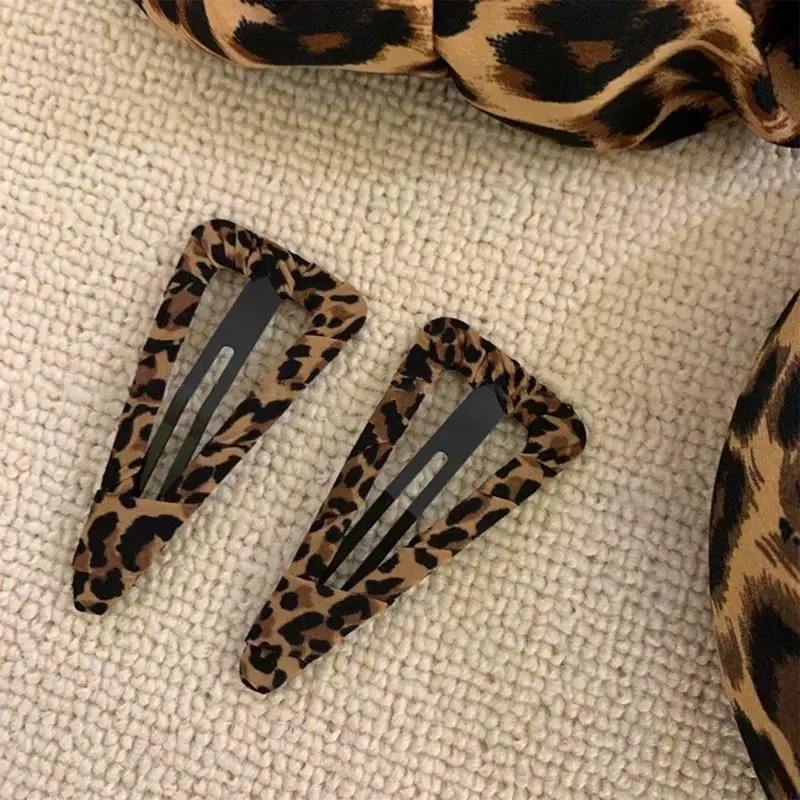 831A 2PCS Leopard Pattern Water Drop Hairpin Duckbill Clip For Trendy Women Hairstyle