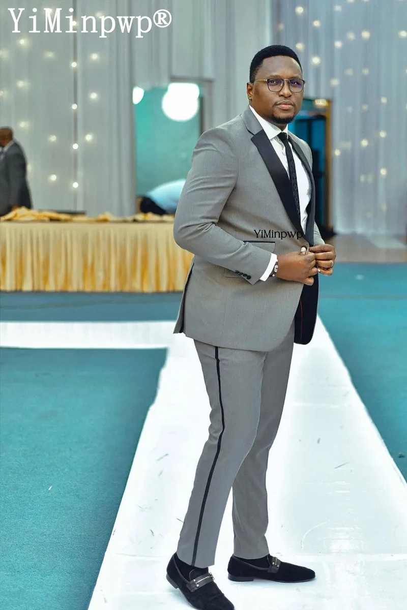 YiMinpwp رائجة البيع الرجال البدلة شال التلبيب 2 قطعة أفضل رجل مصمم بدل زفاف الكلاسيكية مكتب العريس بدلة الزفاف الفاخرة حسب الطلب #6