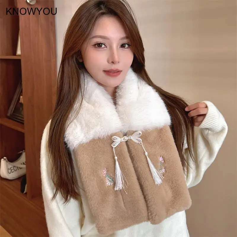 

Осень-зима 2022, новый женский шарф, милые пушистые шарфы, универсальные высококачественные теплые утепленные шарфы для студентов Mujer Bufanda