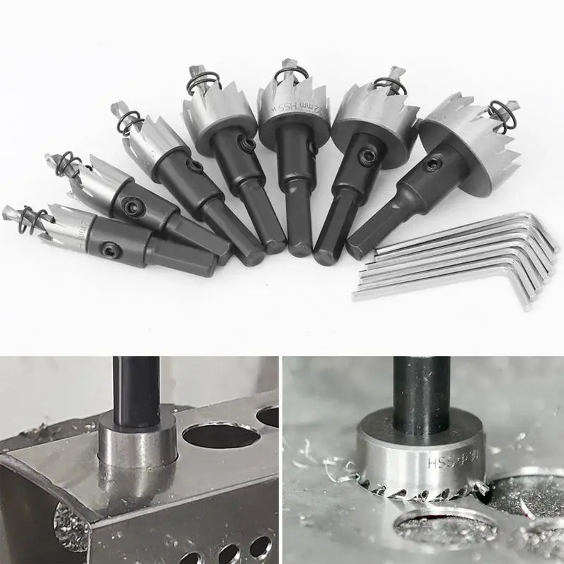 HSS Hole Saw Kit High Speed Steel Drill Bit Cutter Saw Opener Double Spiral Groove Design Cutting Hole Saw Tool For Aluminum