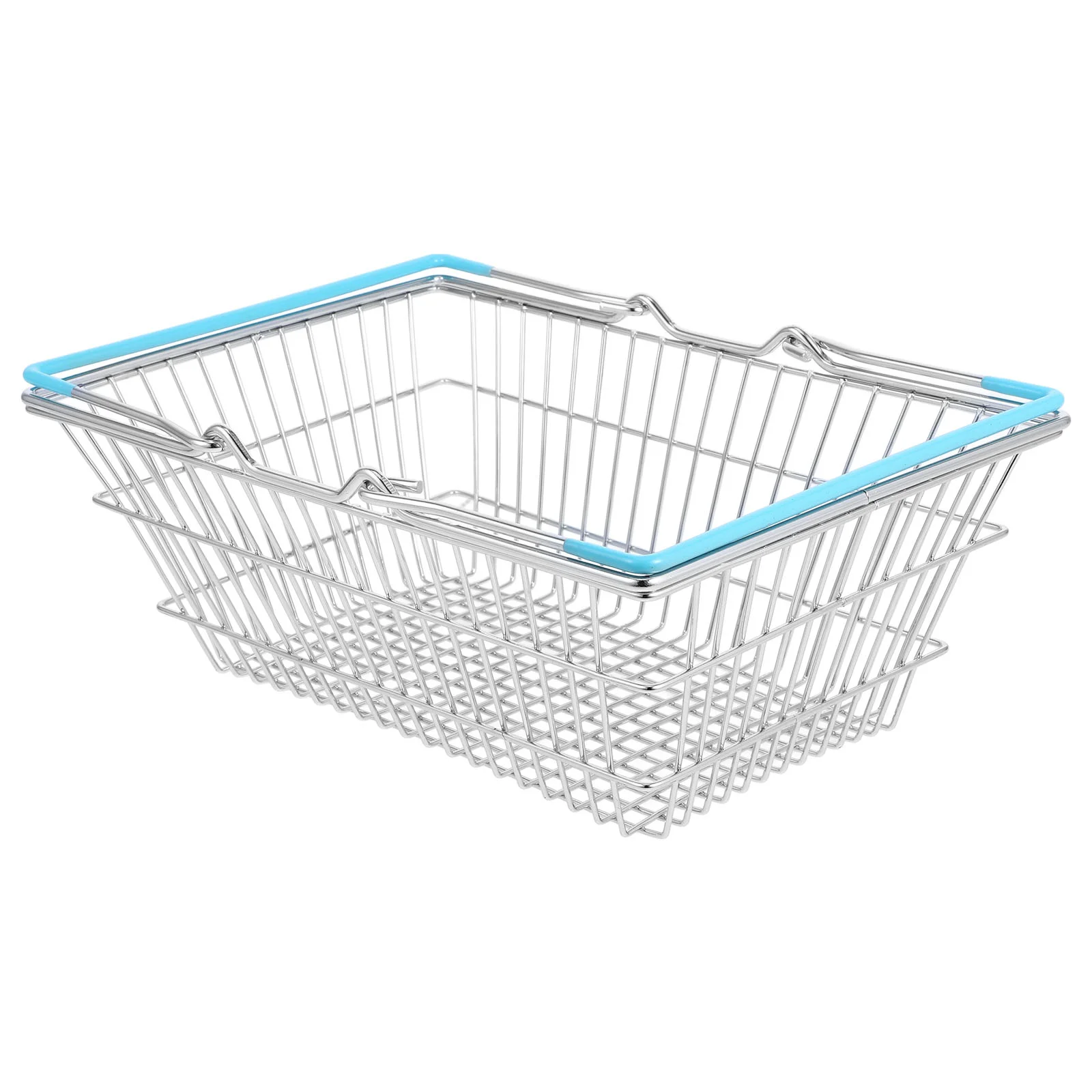 Mini Shopping Basket Iron Wire Storage Basket Tiny Shopping Basket with Handles for Mini House Furniture Kids Party Favors