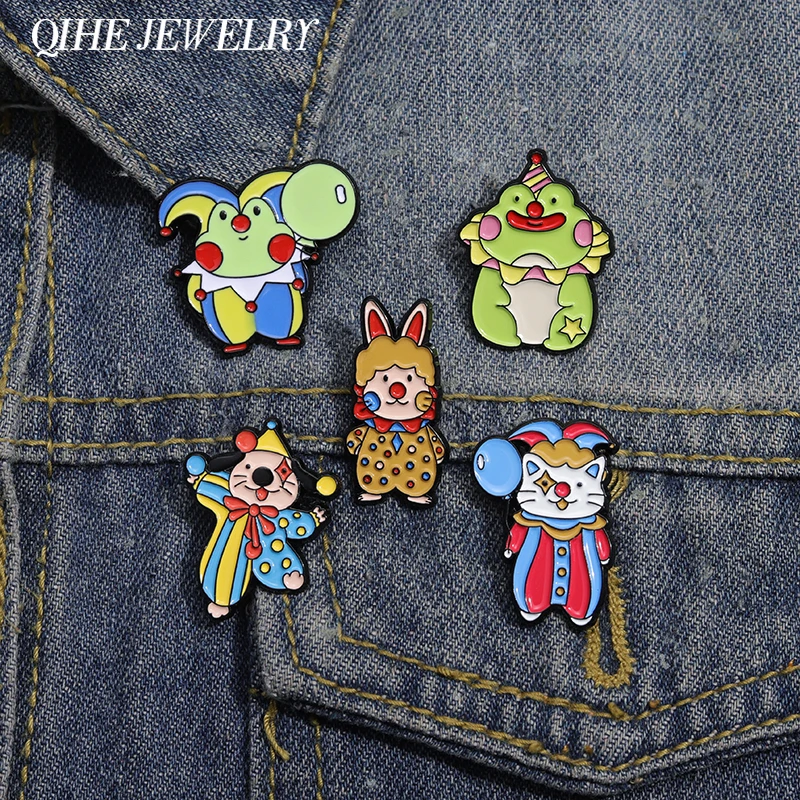 Circus Acrobatics Clown Series Enamel Pins Funny Animal Brooches Lapel Badge Decorative Backpack Clothes Cartoon Jewelry Pin