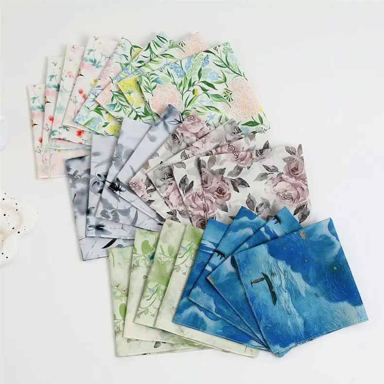 12 Buah Sapu Tangan Katun Murni Jepang Handuk Keringat Penyerap Tipis Cetak Satu Sisi Handuk Tangan Tiongkok Antik 43Cm