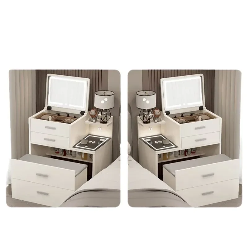 Exquisite dresser bedside table integrated small apartment mini flip combination 2025 simple modern solid wood makeup table