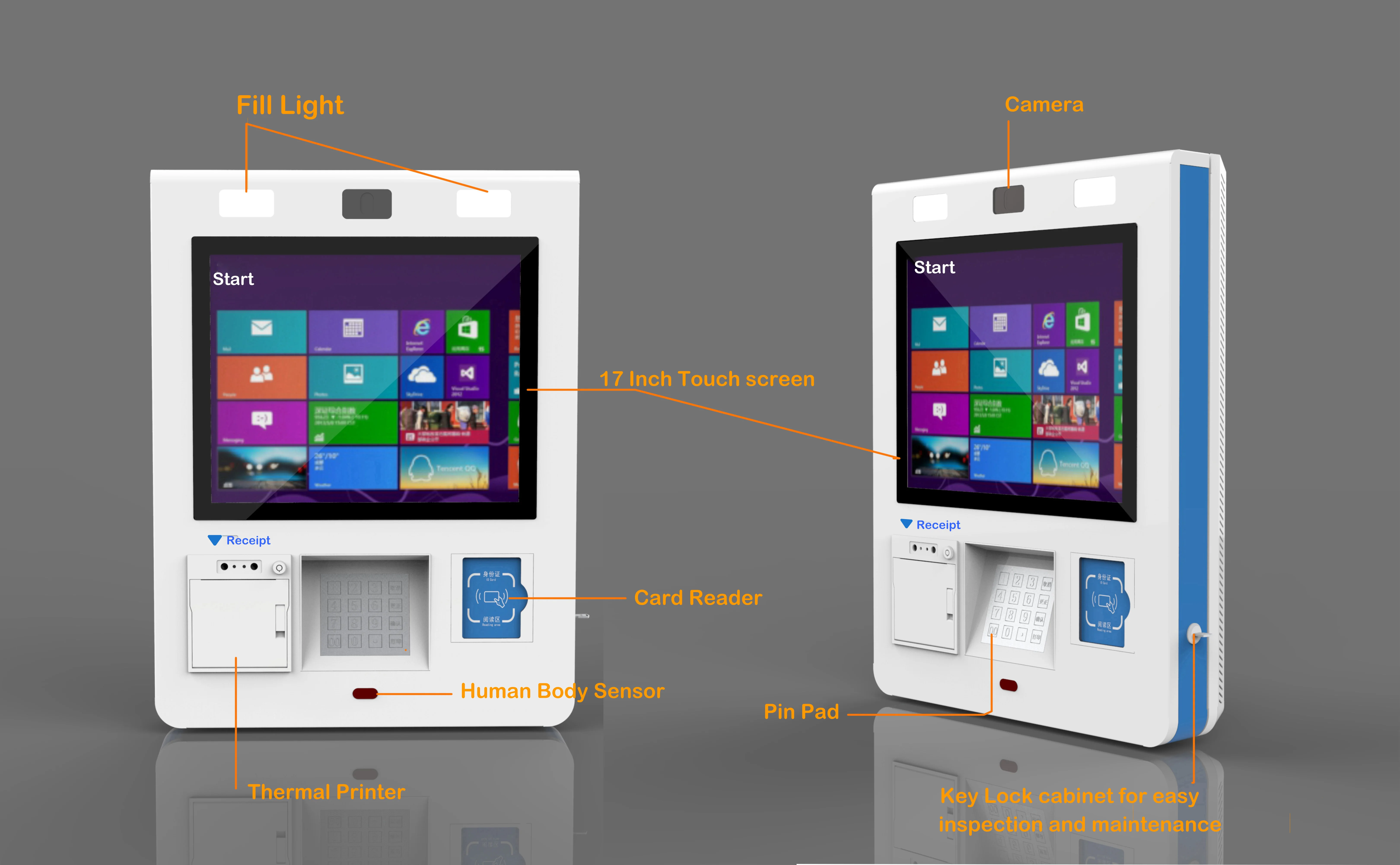 Payment Kiosk Optional Cash/bill Acceptor Wall Mount Self-service Ordering Kiosk with QR Code Self Service 17 Inch Touch Screen
