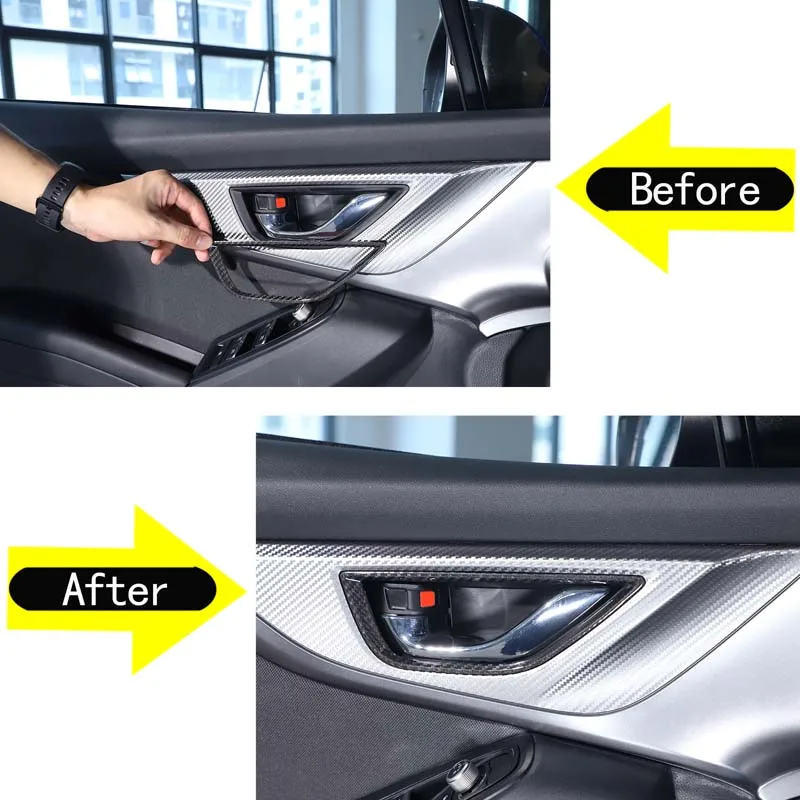 For Subaru WRX 2021-2023 Real Carbon Fiber Car Door Inner Handle Frame Decorative Sticker Interior Modification Accessories