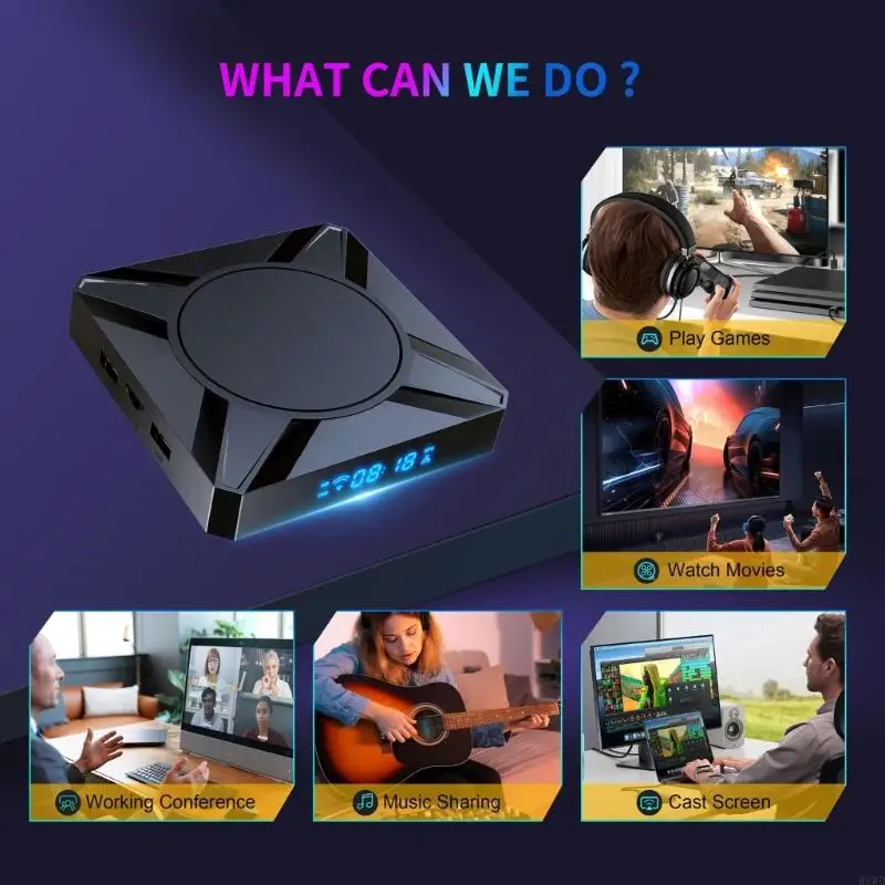 HDTV Box 2.4G Wifi Bluetooth-compatible Media Player with Remote S905X5M Networking Set Top Box Wireless Streaming H8WD