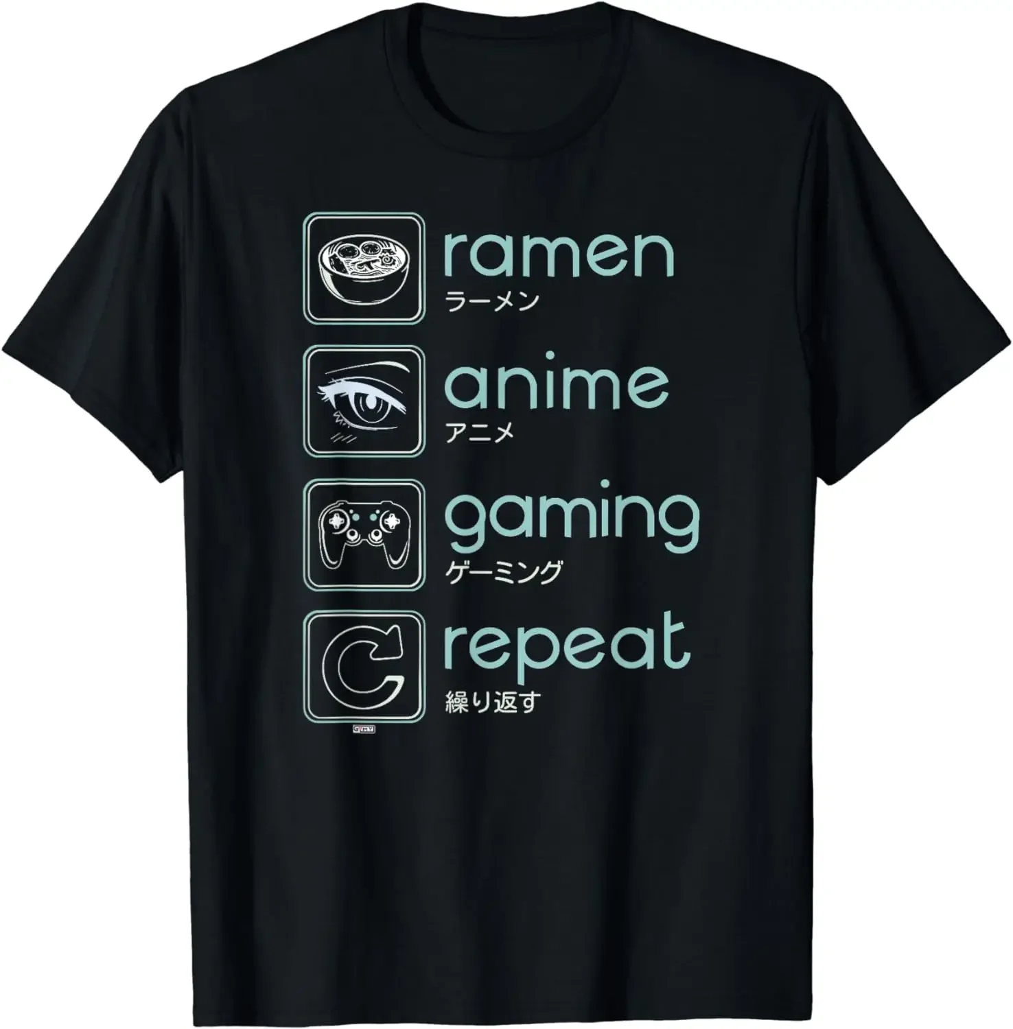 Wakeup Gaming Again, Ramen Anime Gaming Restart T-Shirt Graphic T Shirts Men Clothing Tops Streetwear Camiseta Hombre