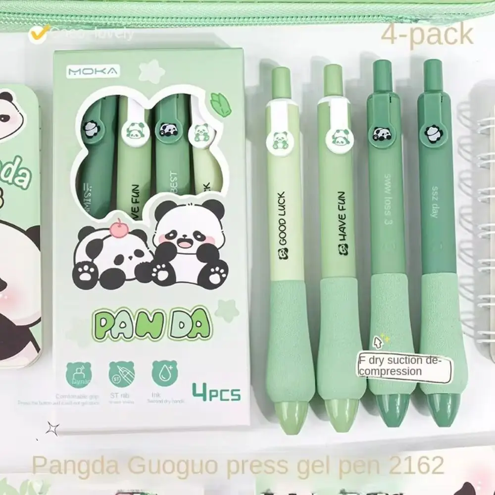 

4pcs/set 0.5mm Capybara Gel Pen Black Ink ST Pen Tip Cute Pnada Gel Pen Kawaii Sweat-proof Strawberry Roll Cake Pen Kids