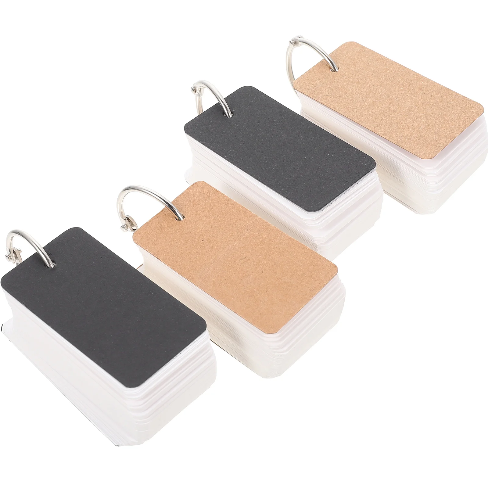 4 set di schede indice vuote Flashcard perforate con foro in cartoncino bianco per lo studio dell'ufficio scolastico Gioco per bambini Apprendimento della memoria portatile