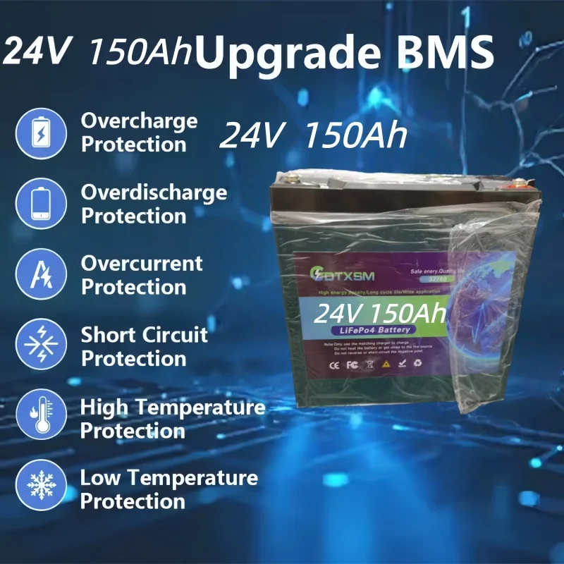 بطارية LiFePO4 24V150Ah BMS 8000+ دورة عربة جولف RV الشمسية خارج الشبكة نظام توليد الطاقة الشمسية حزمة البطارية.