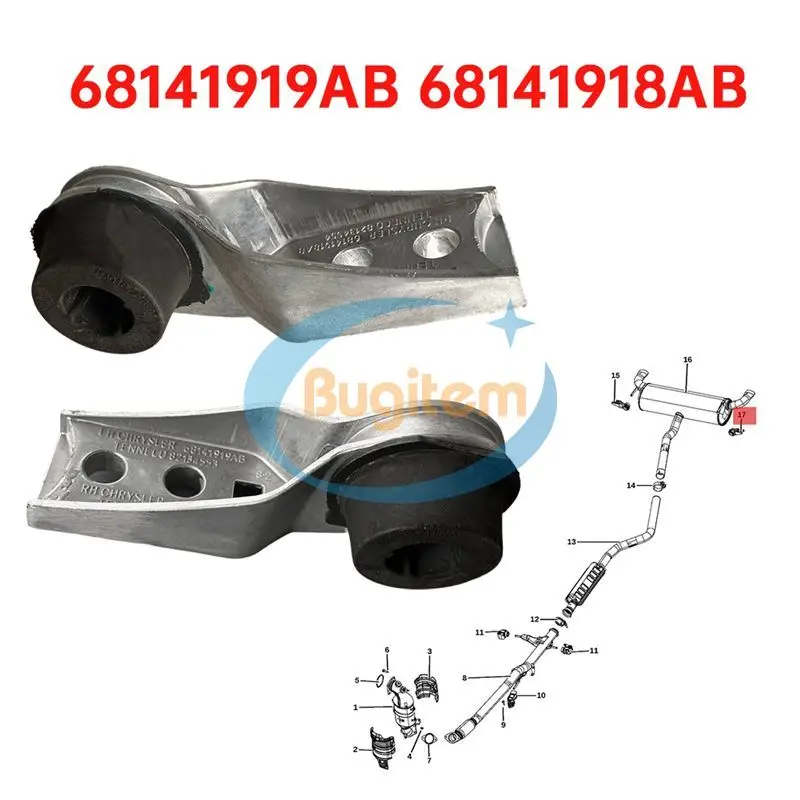 2PCS 68141918AB 53321821 68141919AB 53321822 Left Right Hanger Insulator Exhaust Muffler Hanger For JEEP CHEROKEE KL 2014-2018