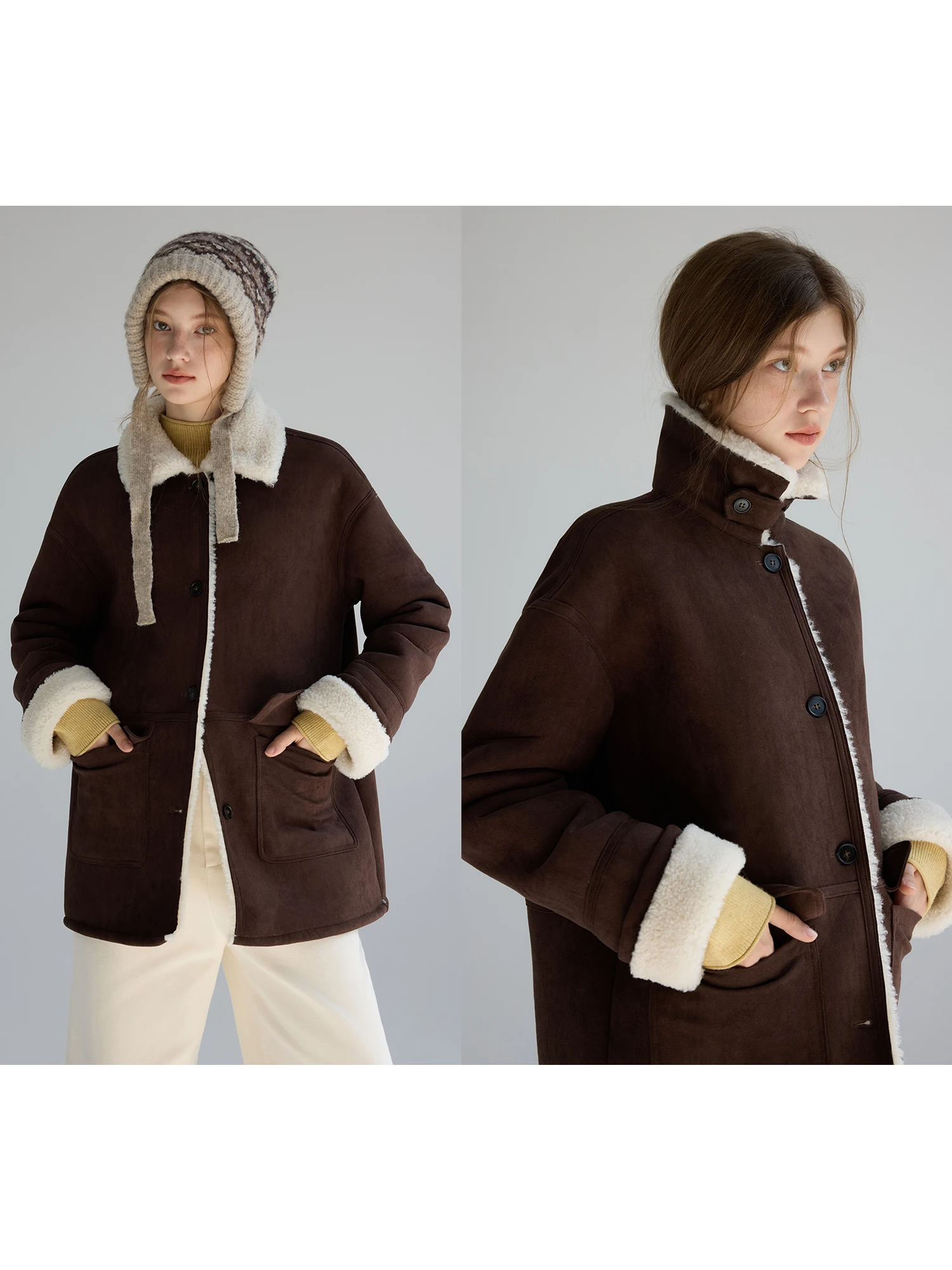 

Женское короткое пальто EGGKA с воротником из искусственного меха, утепленное, с индивидуальным дизайном, новинка зимы 2024