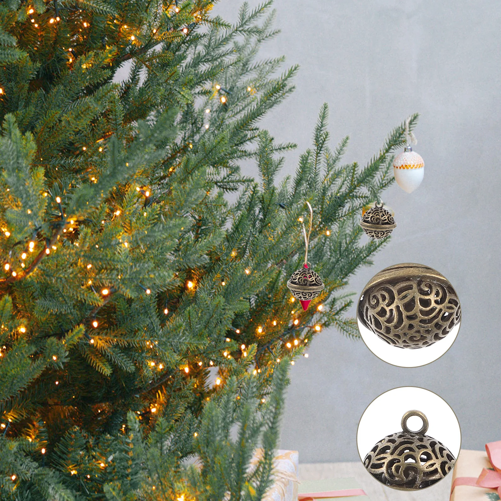 

5Pcs Vintage Bells DIY Crafting Jewelry Making Bells for Christmas Tree Hanging Decor Xmas Festival Decorations