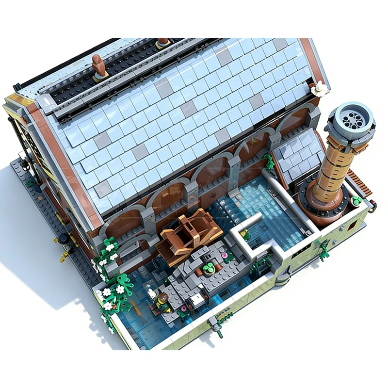 4011 ชิ้น ชุดตัวต่อเมือง City Street The PumpHouse MOC แบบประกอบเองได้ ของเล่นเสริมพัฒนาการยอดนิยม รุ่นง่ายๆ ประกอบเองได้ ของขวัญสำหรับเทศกาล