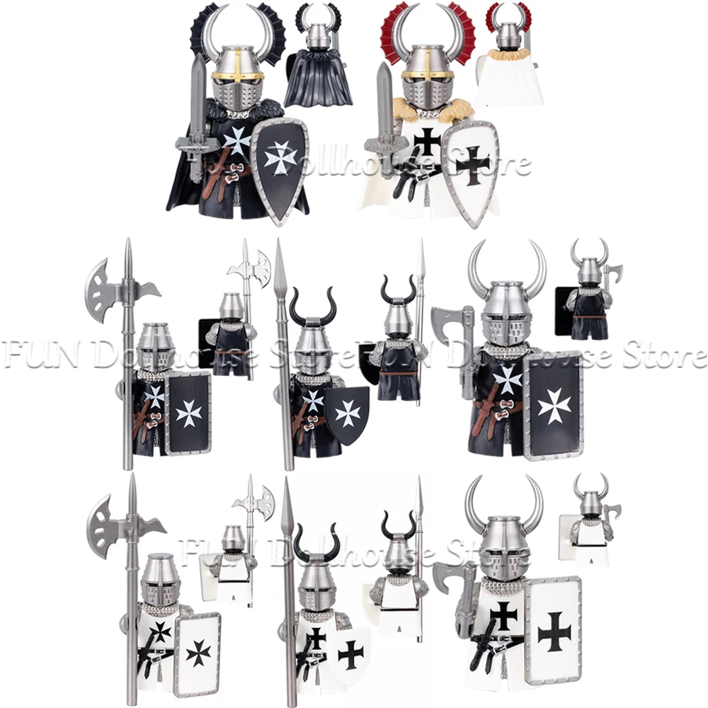 Armure Militaire Médiévale Lourde, Chevaliers Templiers et Hospitaliers, Figurines de Soldats de l'Armée, Blocs de Construction DIY, Armes d'Infanterie, Jouet en Briques