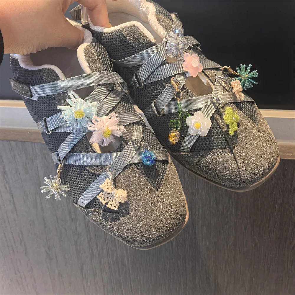 Shoe Charms Ballet Tube Bead Flower Firework Shoelace Buckle Korean Sweet Girl Daily Party Lightweight Multicolor Resin Acrylic