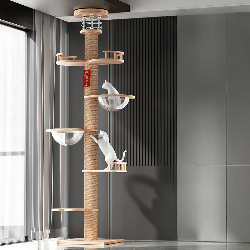 The cat climbing frame is made of solid wood, a cat nest, a cat tree, and an integrated space module, a cat house, a cat rack