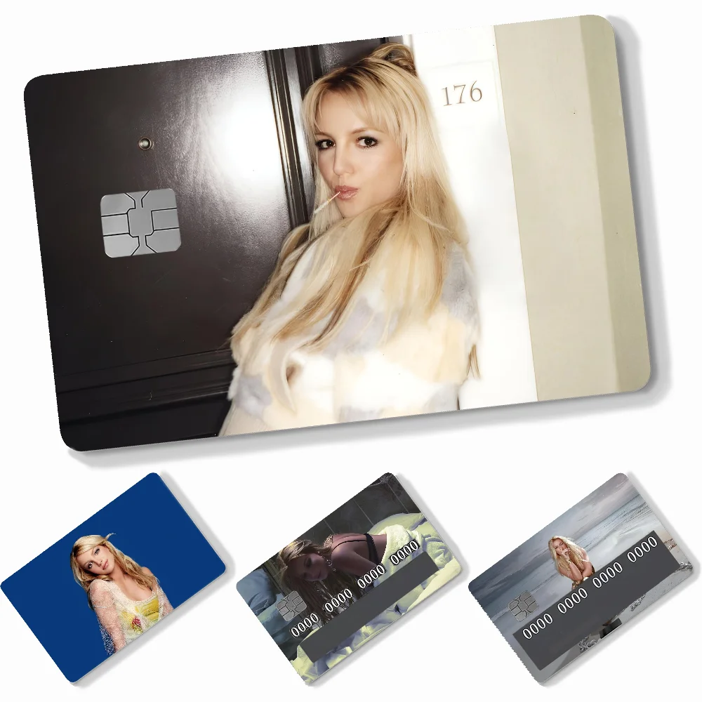 Singer BritneyS Card Stickers 4pcs PVC Credit Card Skin Stickers Removable Self-adhesive Protective Film