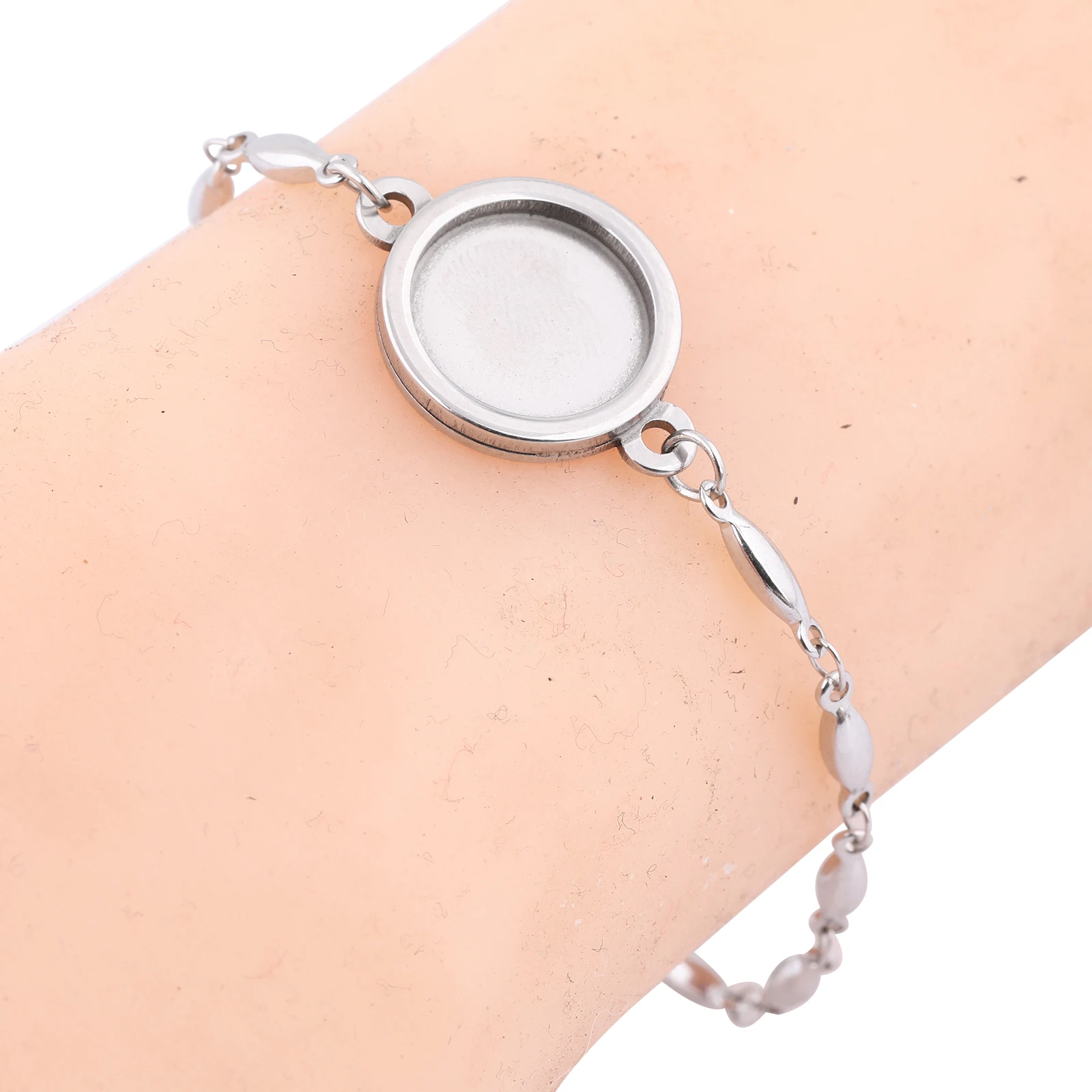 3 szt. Łańcuszek ze stali nierdzewnej podstawa bransoletki półfabrykaty Fit 12mm bransoletki kaboszonowe ustawienia ramki Diy akcesoria do wyrobu biżuterii