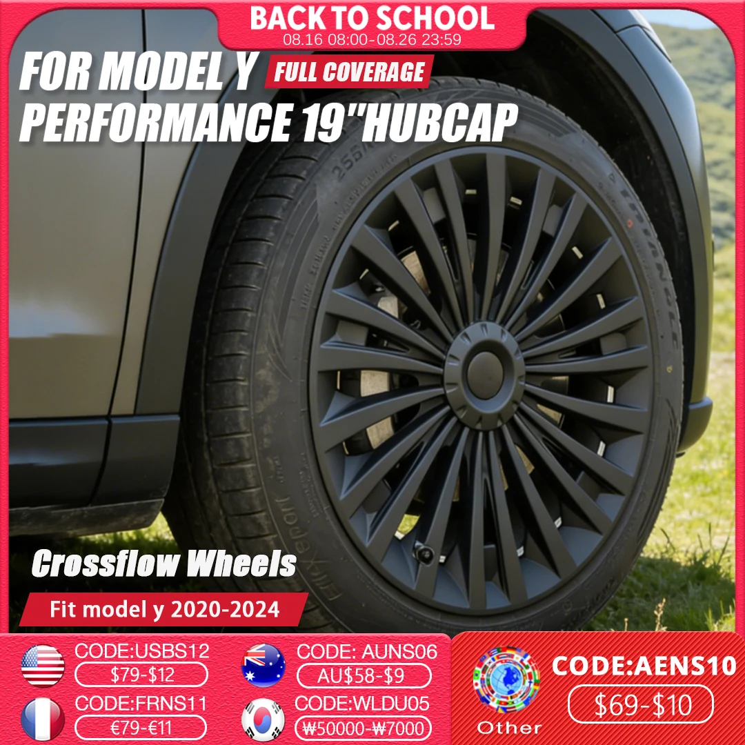 4PCS Hub Cap Performance Replacement Wheel Cap Automobile Full Rim Cover Accessories for Tesla Model Y 2018-2023 Hubcap 19 Inch