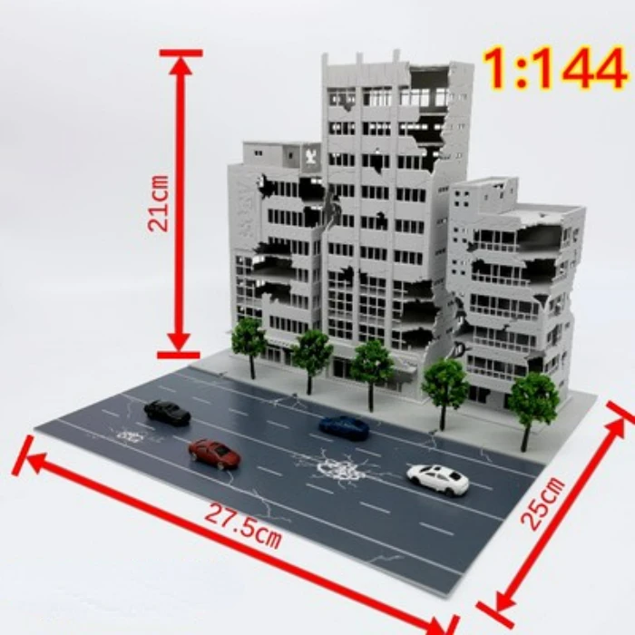 1/100 Outland Models Train Railroad Layout War-Damaged Building Model N Scale