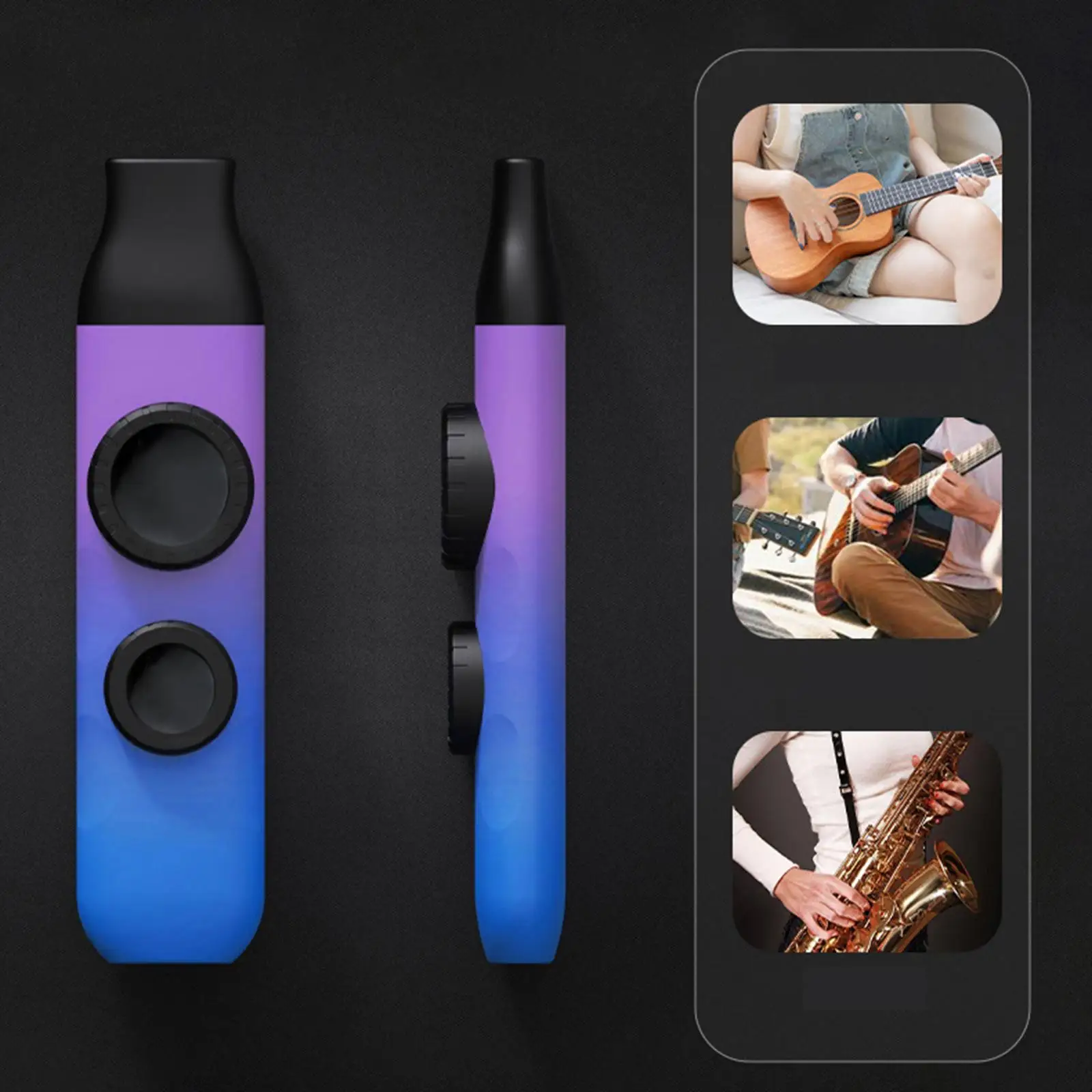 Kazoo Flute with Extra Mouthpiece Portable Double Membrane Musical Instrument for Adults and Kids Guitar Accompaniment