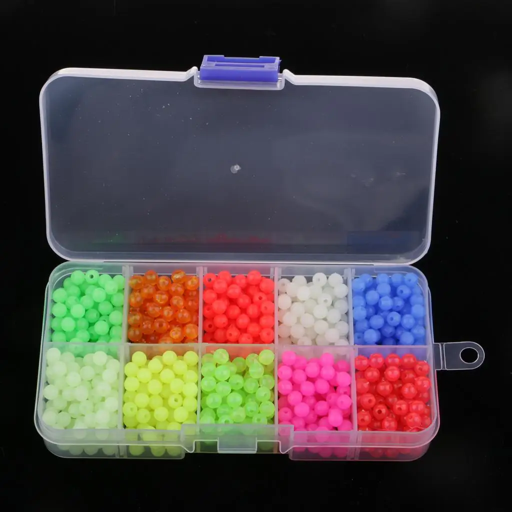 1000pcs Fishing Beads Plastic Luminous Round Shaped Beads Round Beads Fishing Tackle Tools