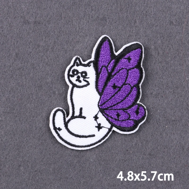 Animal Embroidery Patch Funny Cat Patch Iron On Patches For Clothing Thermoadhesive Patches On Clothes Sticker Badges Sewing DIY