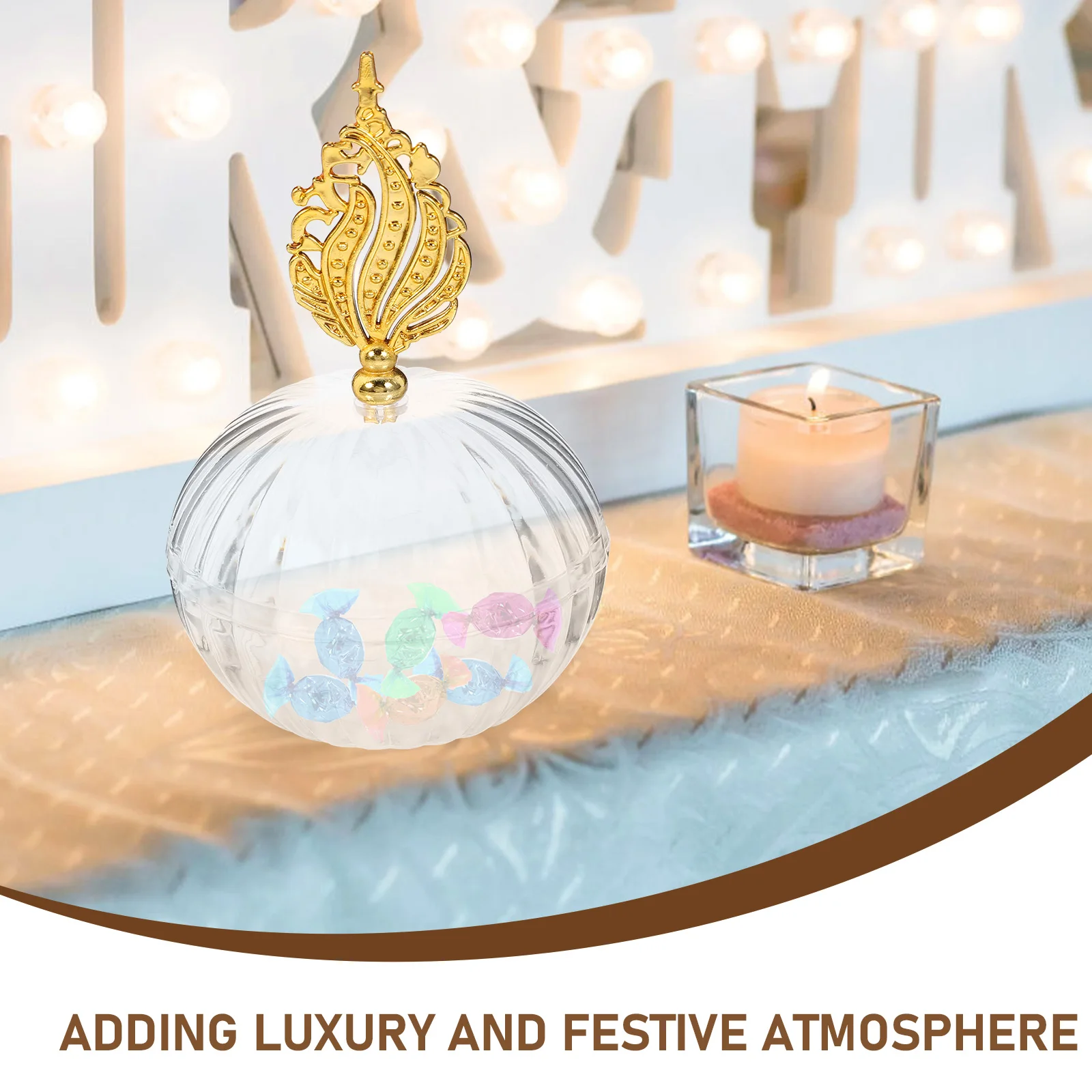 

12pcs Candy Box Round Transparent Containers with Golden Accessories for Baby Favor Storage Solutions