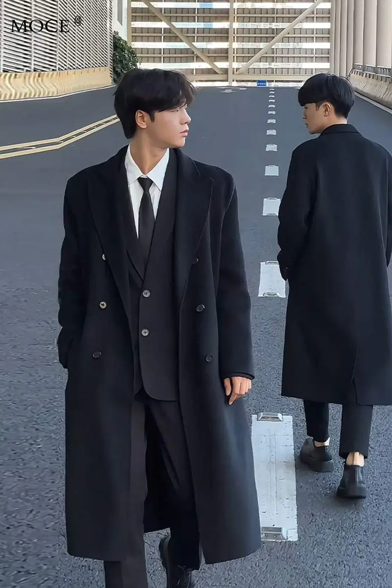 

Wool Blend Coat Overcoat Man Mans Turn-Down Turndown Lapel Notched Pointed Sharp Angular Triangular Professional Business Formal