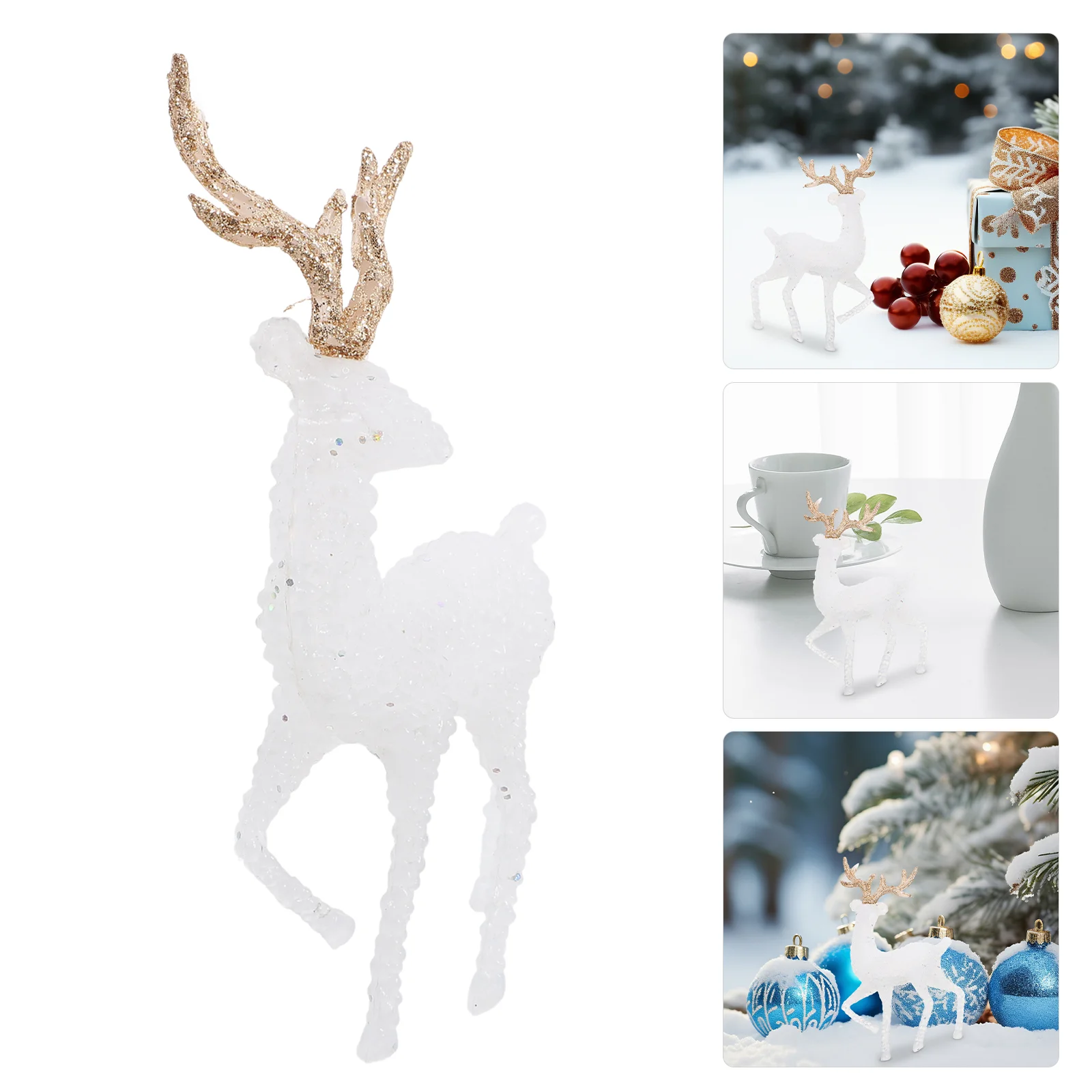 

6 Pcs Reindeer Elk Christmas Tabletop Small Decoration Plastic Statues Home Xmas