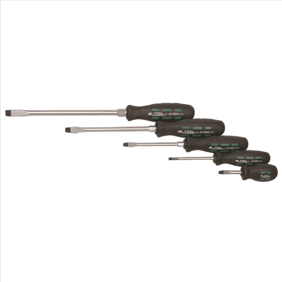 

K-Tool 16001 5-piece Ultimate Professional Quality Slotted Screwdriver Set for Precision Electronics Repair Automotive Maintena