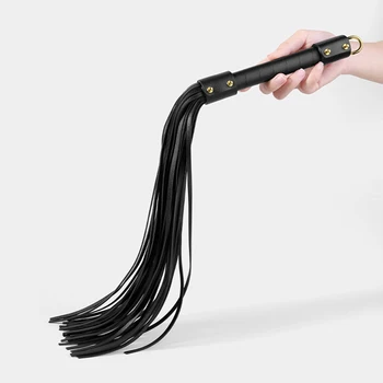 60 CM PU Deri At Kırbaç, El Yapımı Süet Flogger Boğa Kırbaç Inek Derisi At Binme Kırbaç Kolu Demir Çember ile